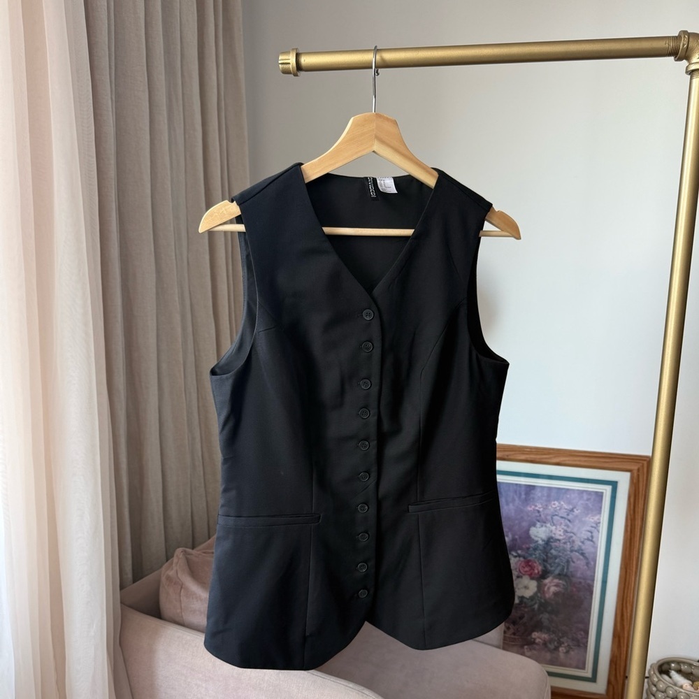 Tailored Suit Vest, Black, H&M, M - Picture 3 of 9